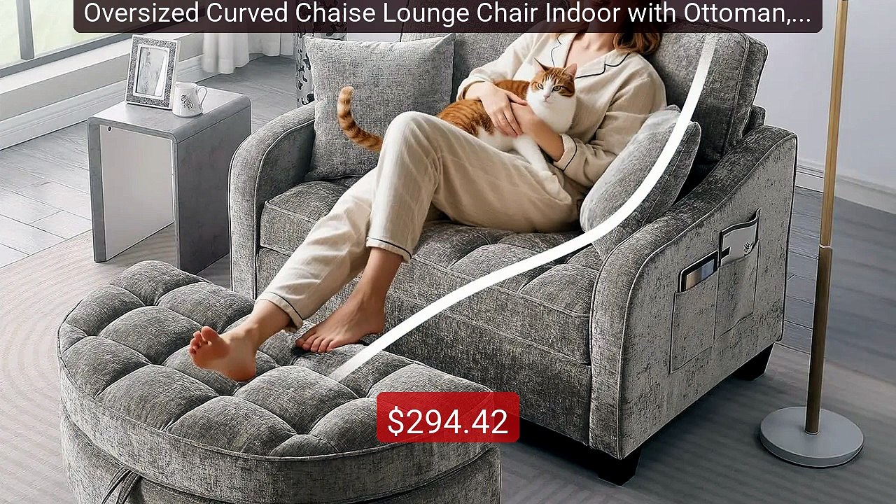 Oversized Curved Chaise Lounge Chair Indoor with Ottoman, 54.8" Cl... -- Best Deal 2026 | Shop Now!