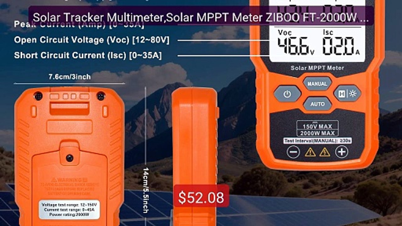 Solar Tracker Multimeter,Solar MPPT Meter ZIBOO FT-2000W FT-10... -- Best Buy 2026 | Great Quality!