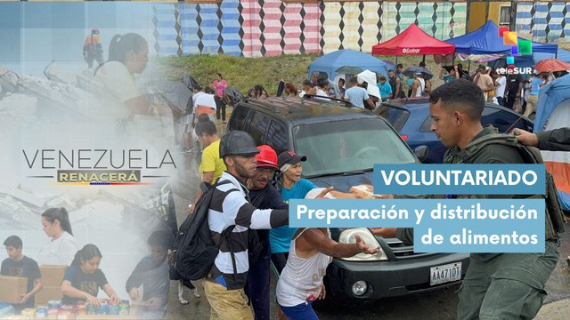 Voluntarios preparan alimentos para afectados por terremotos en Venezuela