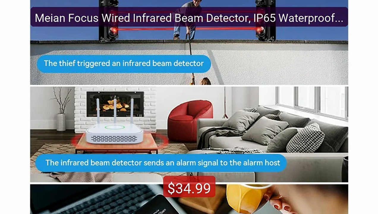 Meian Focus Wired Infrared Beam Detector, IP65 Waterproof Infr... -- Hot Deal 2026 | Limited Offer!