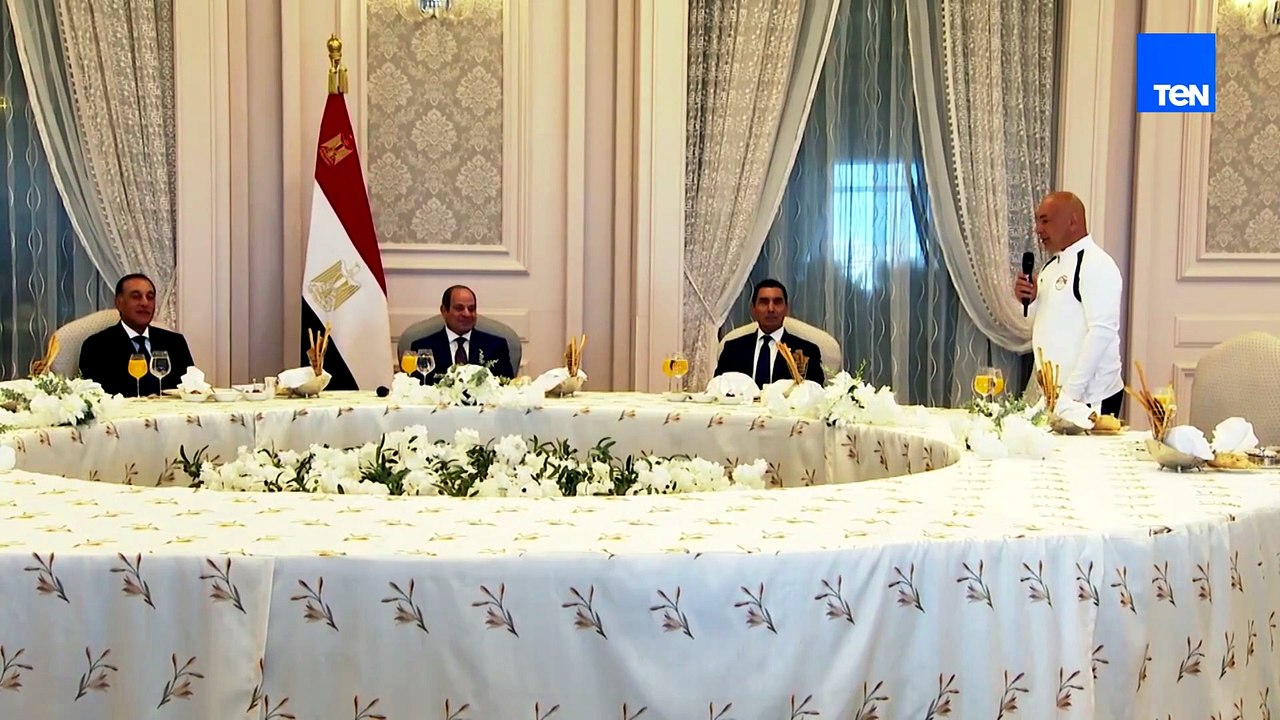 حسام حسن للرئيس السيسي: إحنا واخدين حضرتك مثلًا أعلى لينا..وقولت للاعيبة أحنا مش أقل من أي حد