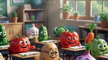 Funny vegetables school video. Entertainment video of vegetables education.