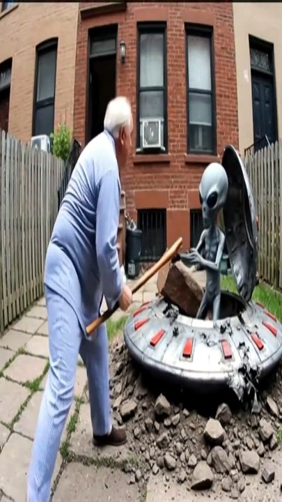 Ete's spaceship crashes into a man's backyard, causing a fight.