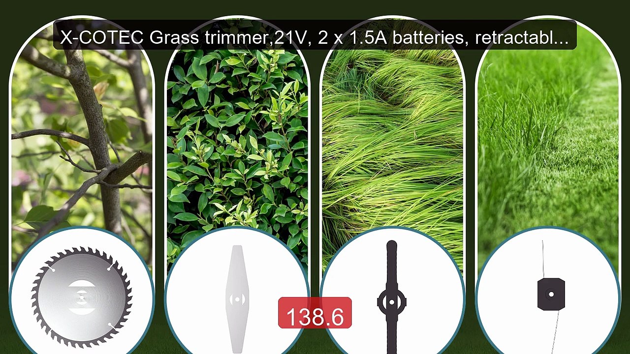 X-COTEC Grass trimmer,21V, 2 x 1.5A batteries, retractable ha... -- Amazing Value 2026 | Must Have!