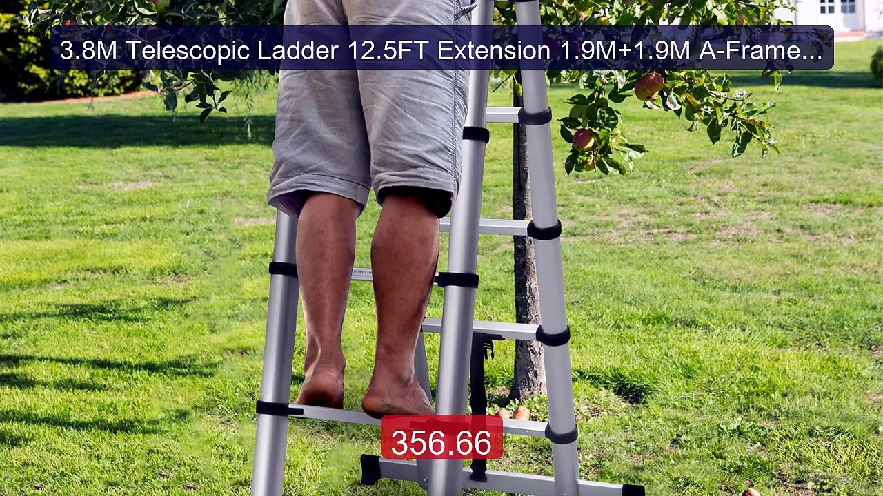 3.8M Telescopic Ladder 12.5FT Extension 1.9M+1.9M A-Frame Mult... -- Best Buy 2026 | Great Quality!
