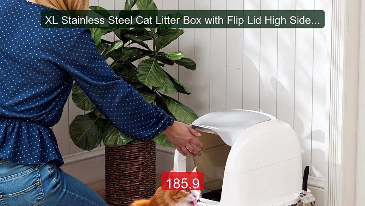 XL Stainless Steel Cat Litter Box with Flip Lid High Sides Top... -- Hot Deal 2026 | Limited Offer!
