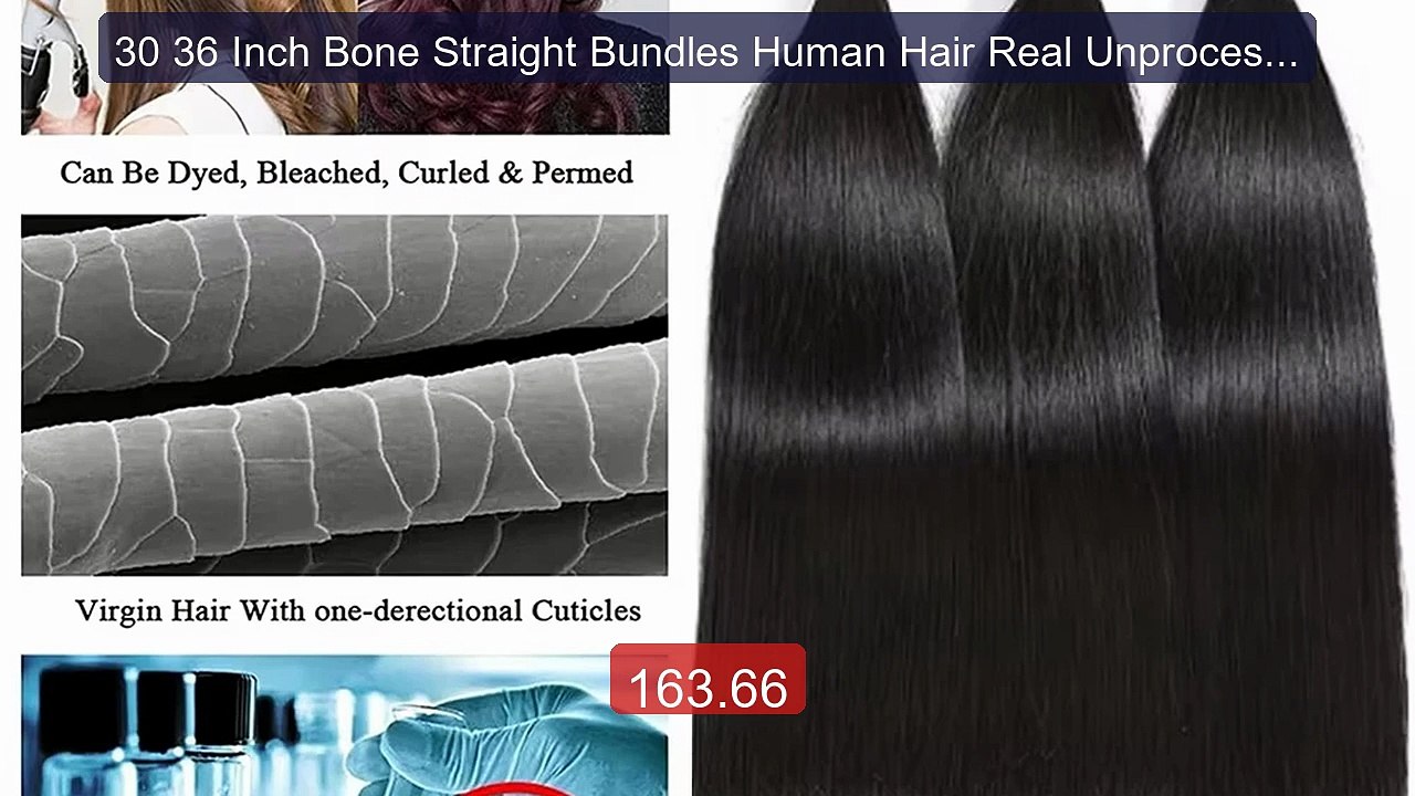 30 36 Inch Bone Straight Bundles Human Hair Real Unprocesse... -- Top Pick 2026 | Unbeatable Price!