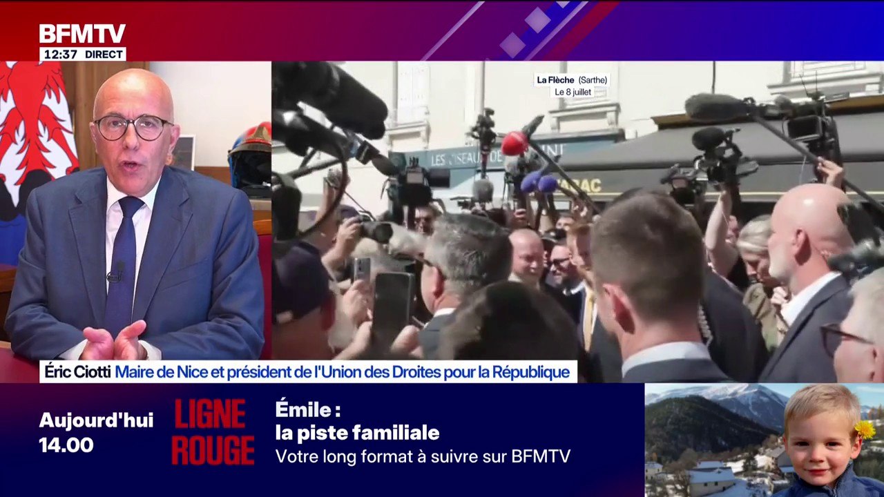 10 ans de l'attentat de Nice: "Pour l'instant, je n'ai pas reçu de réponses" de la FIFA, déclare le maire UDR de Nice Eric Ciotti qui demande une minute de silence avant le match France-Espagne