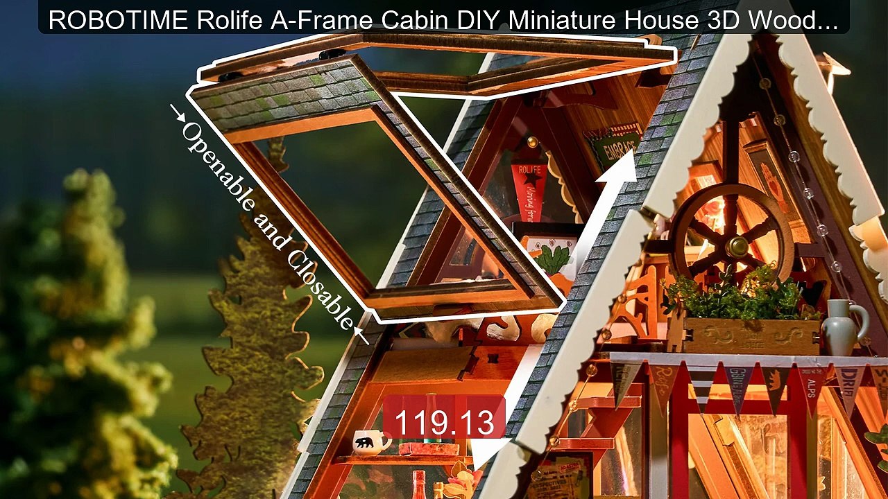 ROBOTIME Rolife A-Frame Cabin DIY Miniature House 3D Wooden Pu... -- Best Buy 2026 | Great Quality!