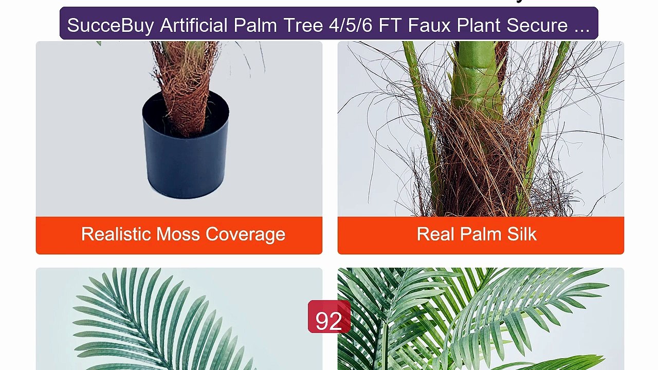 SucceBuy Artificial Palm Tree 4/5/6 FT Faux Plant Secure PE Ma... -- Hot Deal 2026 | Limited Offer!