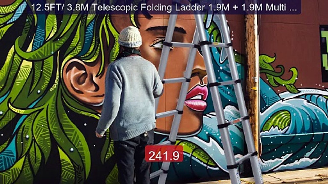 12.5FT/ 3.8M Telescopic Folding Ladder 1.9M + 1.9M Multi Purpose Co... -- Top Rated 2026 | Buy Now!