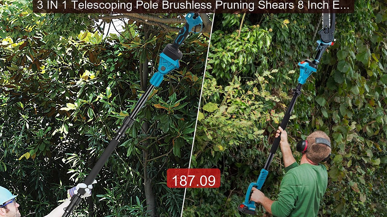 3 IN 1 Telescoping Pole Brushless Pruning Shears 8 Inch Electr... -- Best Buy 2026 | Great Quality!