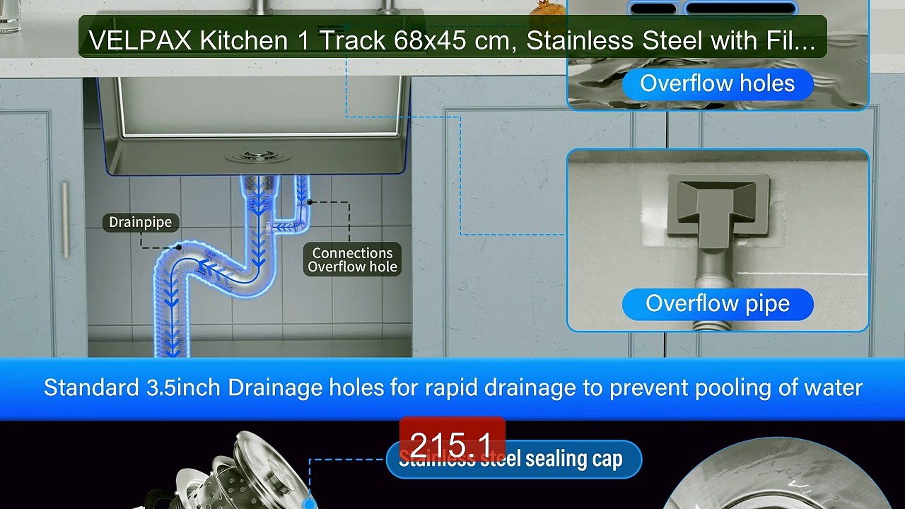 VELPAX Kitchen 1 Track 68x45 cm, Stainless Steel with Filte... -- Top Pick 2026 | Unbeatable Price!