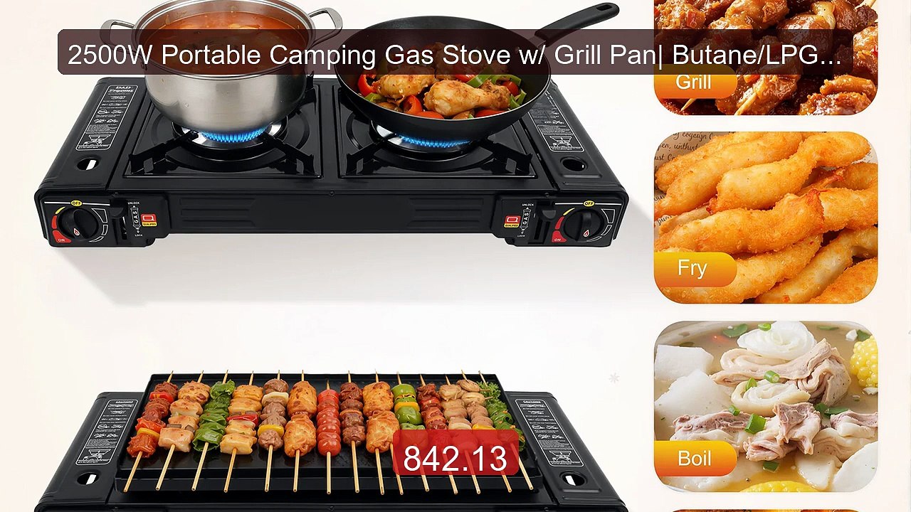 2500W Portable Camping Gas Stove w/ Grill Pan| Butane/LPG 2... -- Top Pick 2026 | Unbeatable Price!