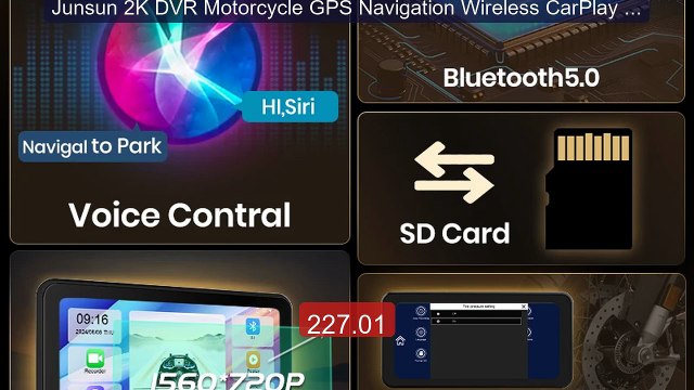 Junsun 2K DVR Motorcycle GPS Navigation Wireless CarPlay An... Top Pick 2026 | Unbeatable Price!