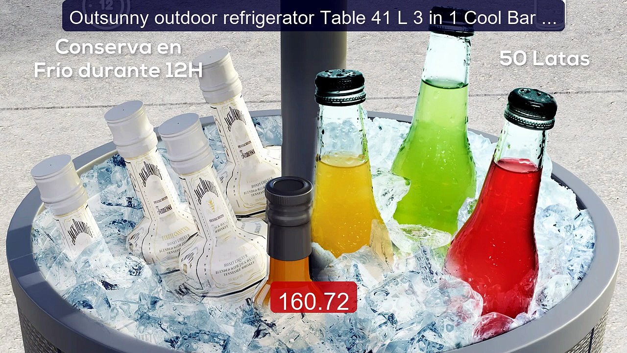 Outsunny outdoor refrigerator Table 41 L 3 in 1 Cool Bar side table... -- Top Rated 2026 | Buy Now!