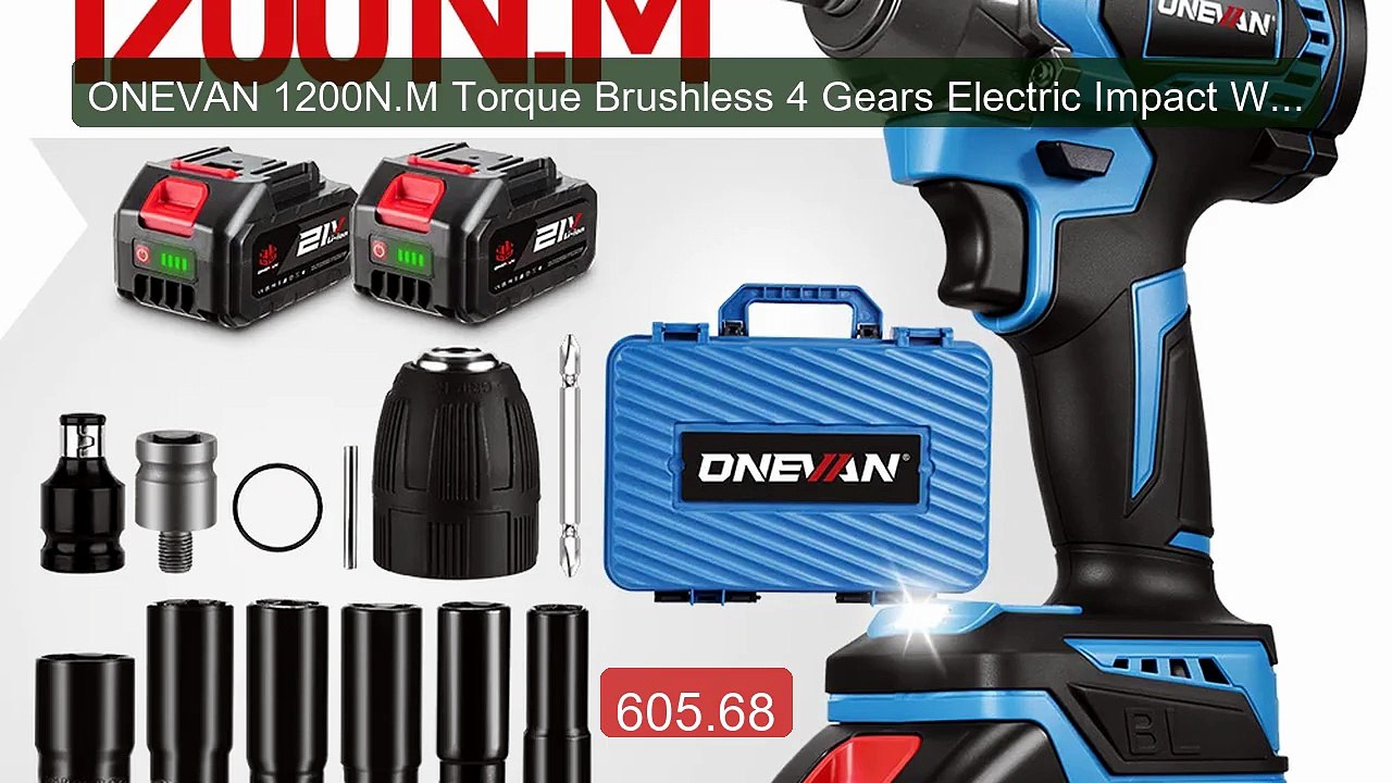 ONEVAN 1200N.M Torque Brushless 4 Gears Electric Impact Wrench 1/2... -- Best Deal 2026 | Shop Now!