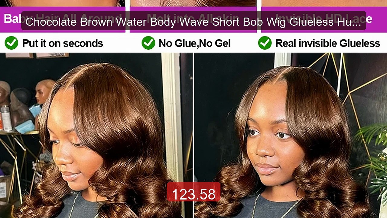 Chocolate Brown Water Body Wave Short Bob Wig Glueless Human H... -- Best Buy 2026 | Great Quality!