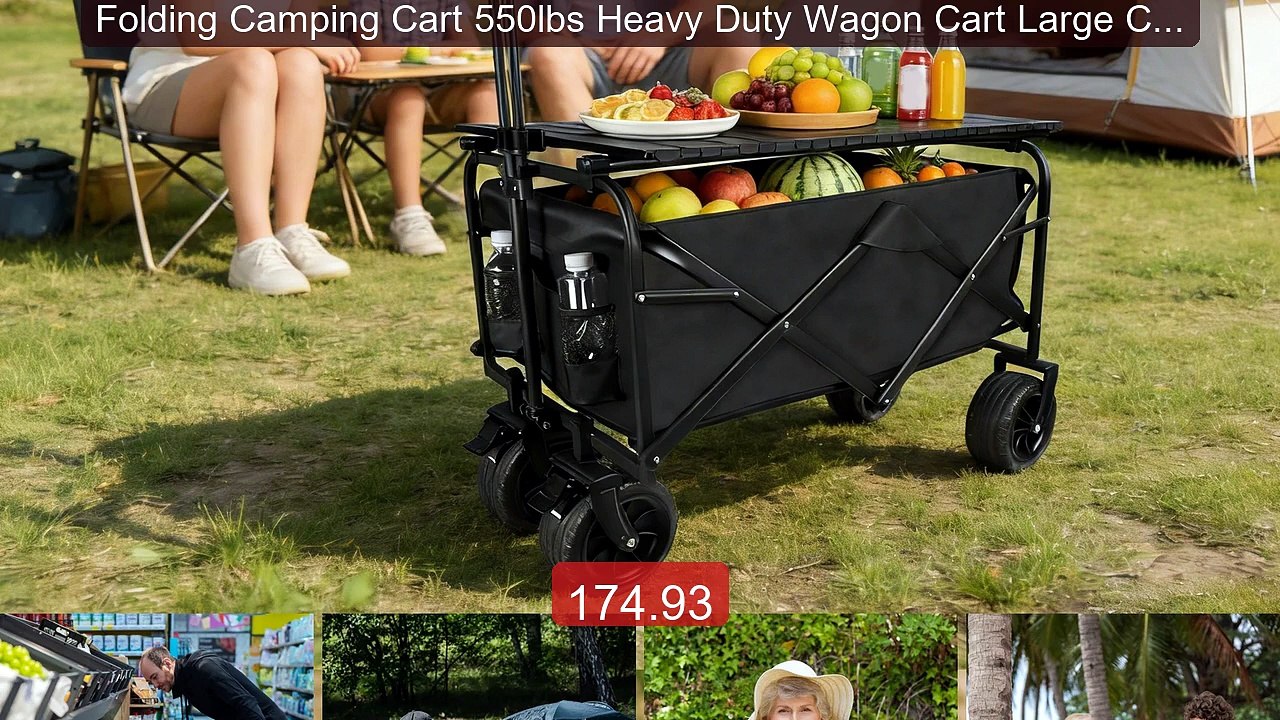 Folding Camping Cart 550lbs Heavy Duty Wagon Cart Large Capaci... -- Best Buy 2026 | Great Quality!