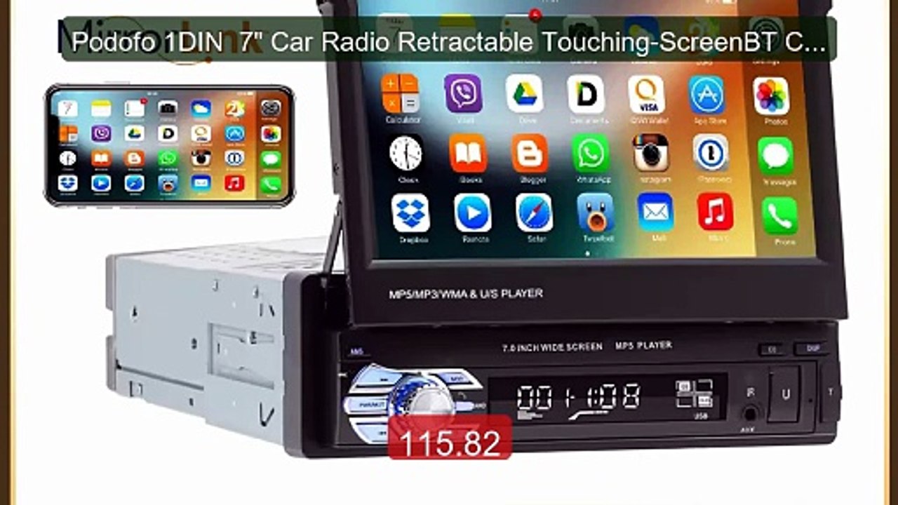 Podofo 1DIN  7" Car Radio Retractable Touching-ScreenBT Car Mu... -- Best Buy 2026 | Great Quality!