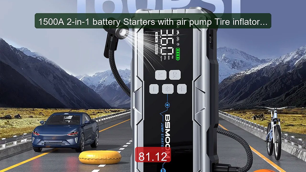 1500A 2-in-1 battery Starters with air pump Tire inflator 150P... -- Best Buy 2026 | Great Quality!