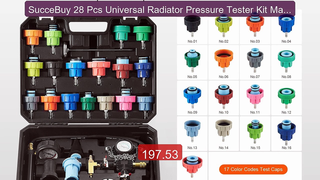 SucceBuy 28 Pcs Universal Radiator Pressure Tester Kit Manual Pump ... -- Top Rated 2026 | Buy Now!