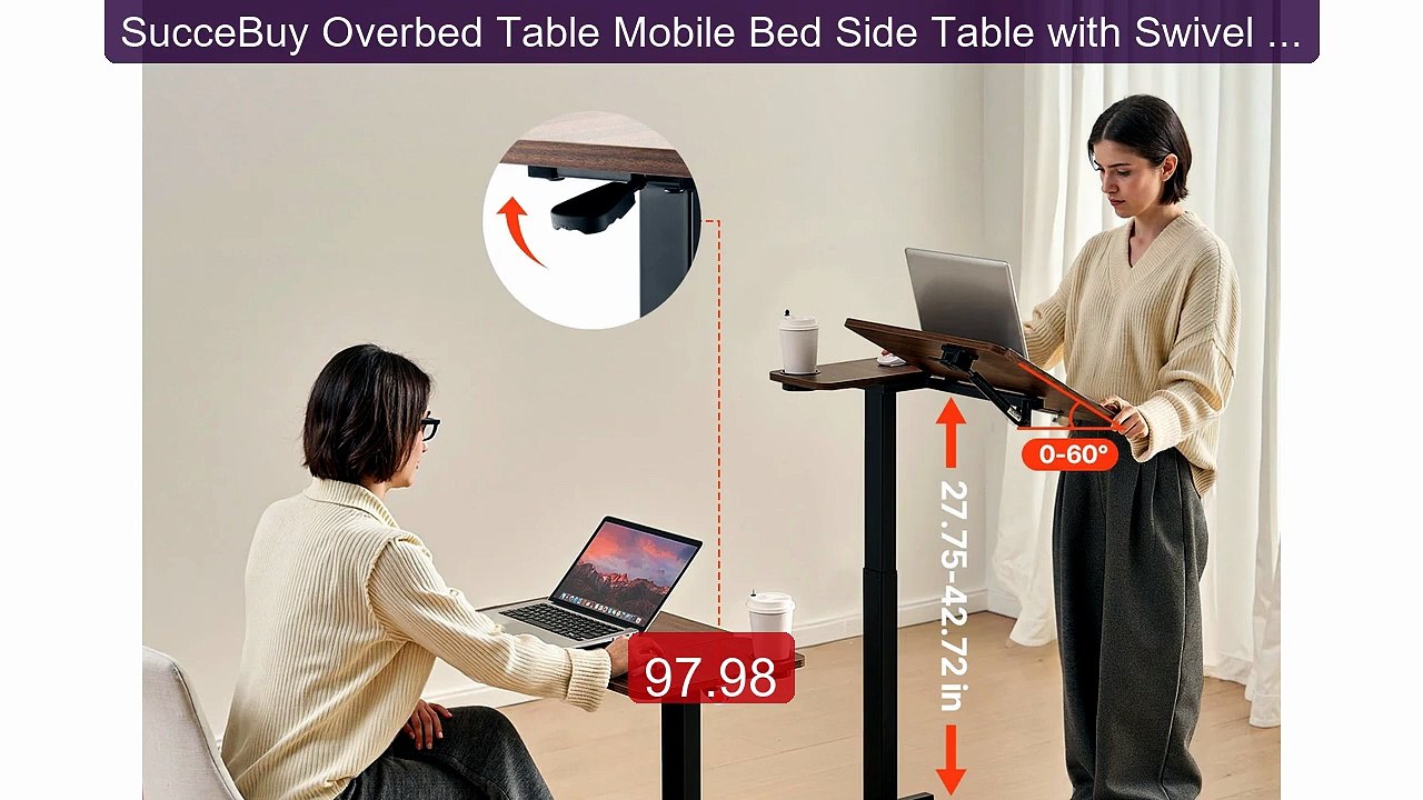 SucceBuy Overbed Table Mobile Bed Side Table with Swivel Ca... -- Top Pick 2026 | Unbeatable Price!