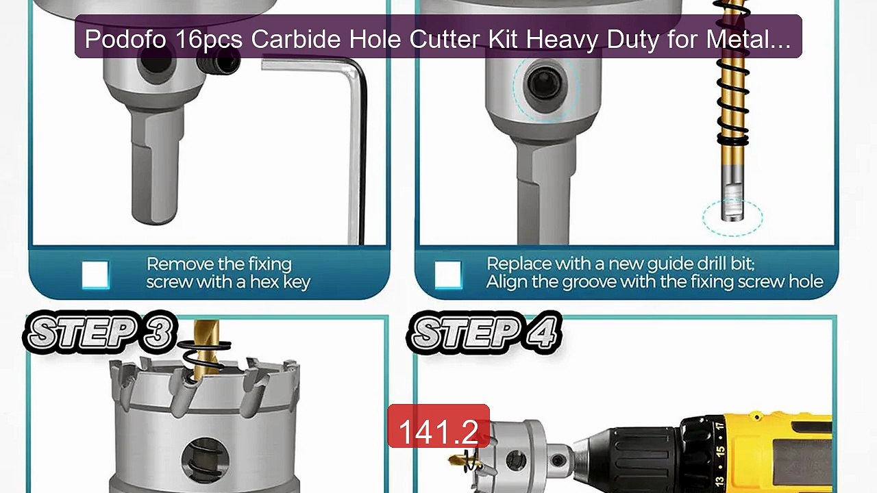 Podofo 16pcs Carbide Hole Cutter Kit Heavy Duty for Metal 5/8... -- Amazing Value 2026 | Must Have!