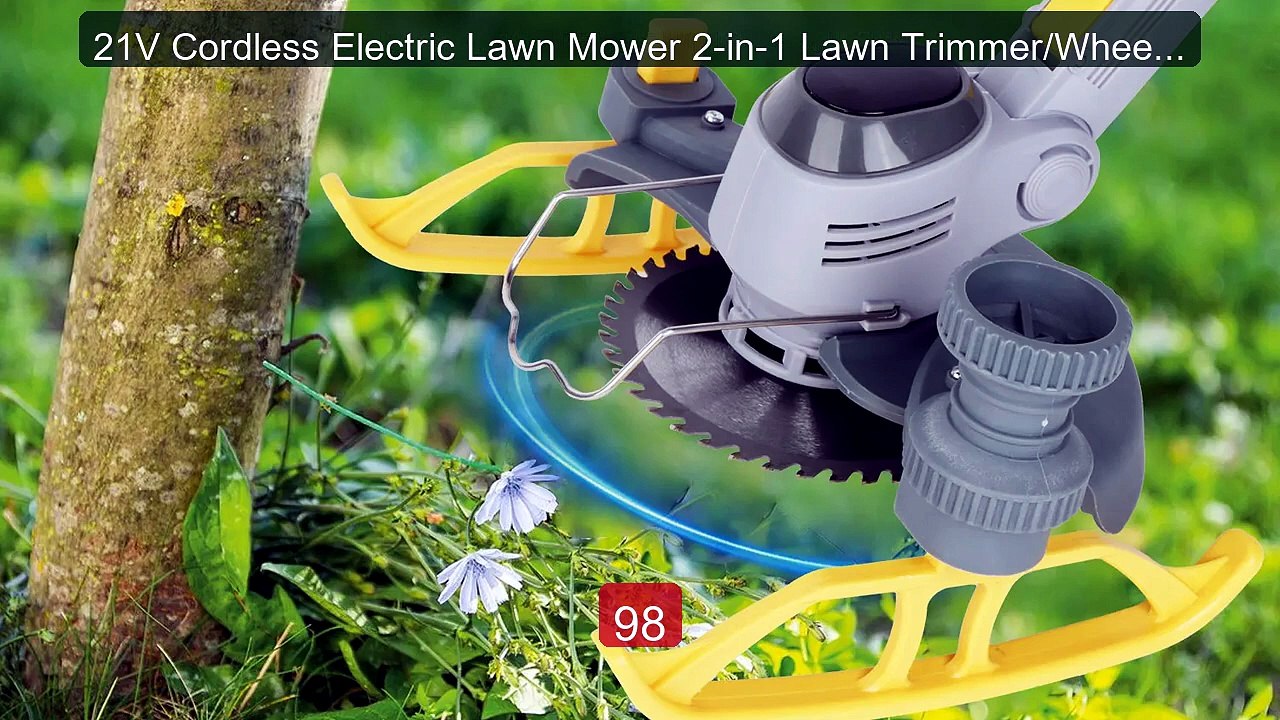 21V Cordless Electric Lawn Mower 2-in-1 Lawn Trimmer/Wheel Edge Cut... -- Top Rated 2026 | Buy Now!