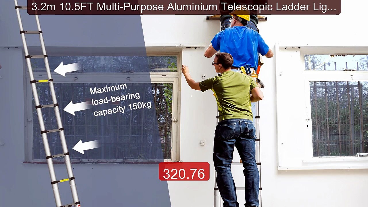 3.2m 10.5FT Multi-Purpose Aluminium Telescopic Ladder Lightwei... -- Best Buy 2026 | Great Quality!