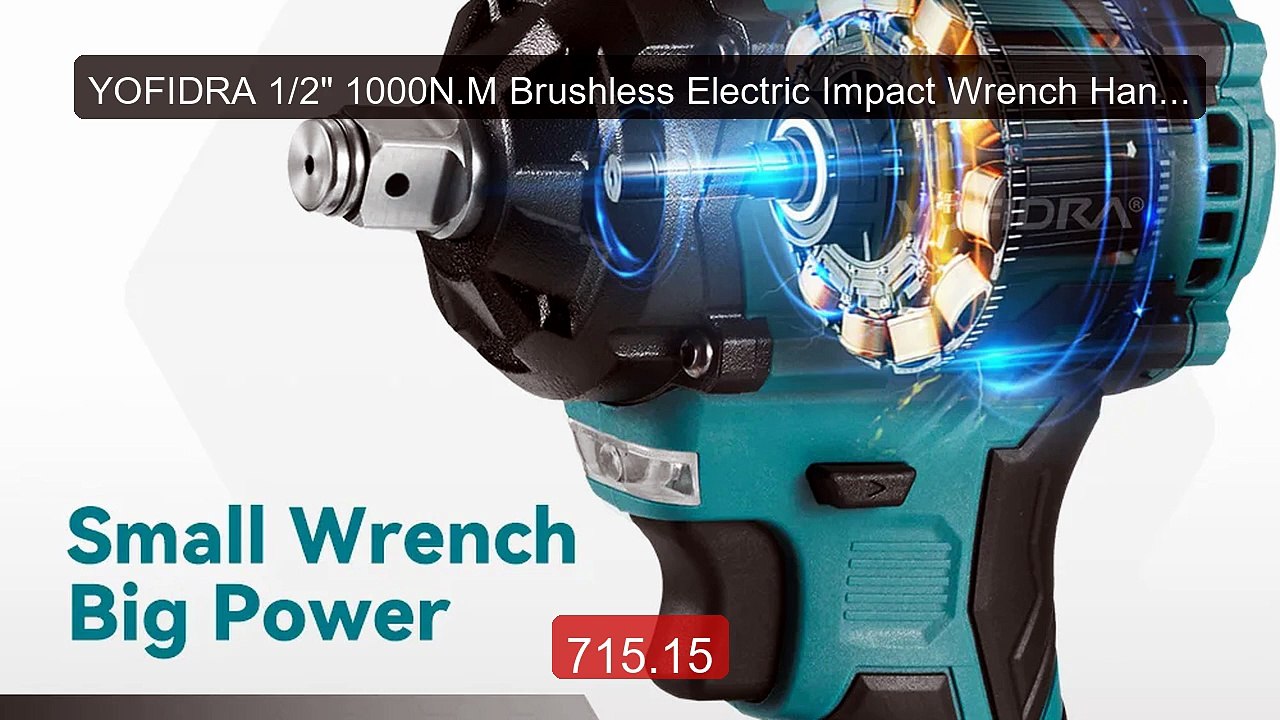 YOFIDRA 1/2" 1000N.M Brushless Electric Impact Wrench Handheld... -- Hot Deal 2026 | Limited Offer!