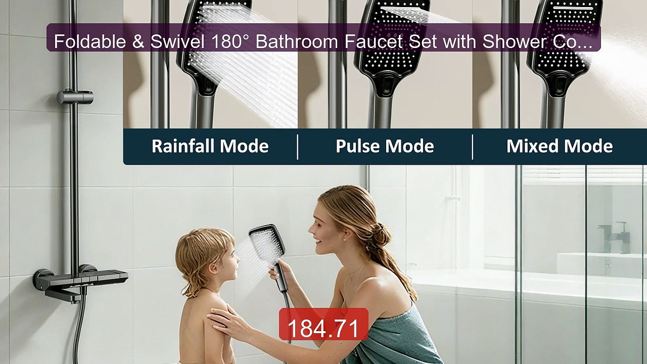 Foldable & Swivel 180° Bathroom Faucet Set with Shower Column ... -- Best Buy 2026 | Great Quality!
