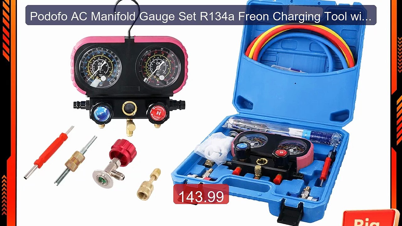 Podofo AC Manifold Gauge Set R134a Freon Charging Tool with 5FT Ho... -- Best Deal 2026 | Shop Now!