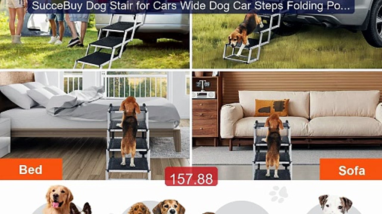 SucceBuy Dog Stair for Cars Wide Dog Car Steps Folding Portable Pet... -- Top Rated 2026 | Buy Now!