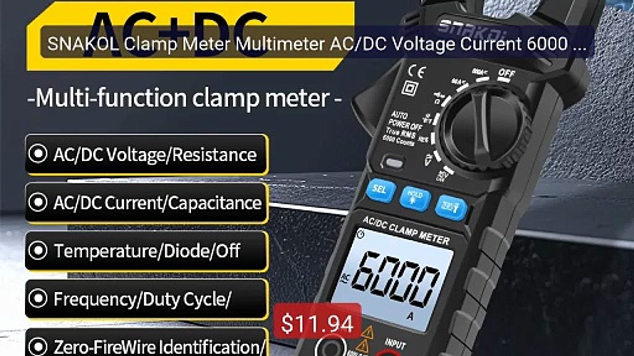 SNAKOL Clamp Meter Multimeter AC/DC Voltage Current 6000 Counts Amm... -- Top Rated 2026 | Buy Now!