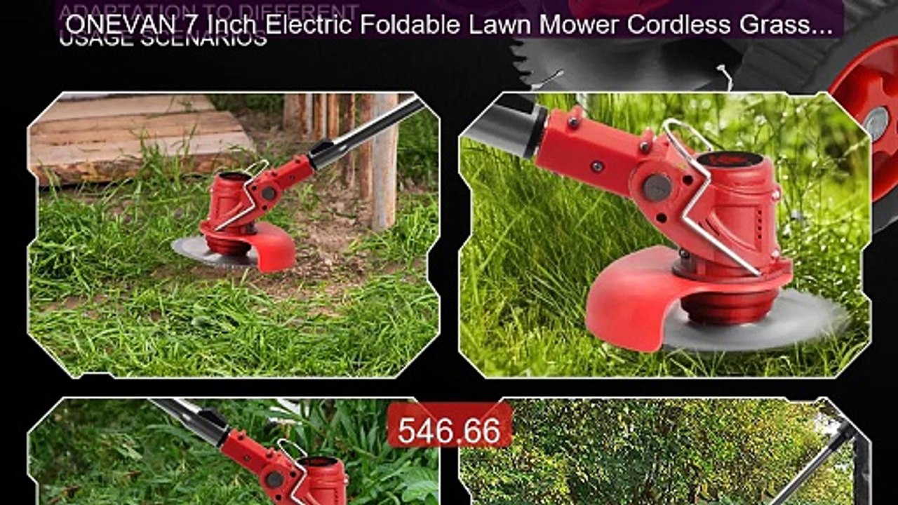 ONEVAN 7 Inch Electric Foldable Lawn Mower Cordless Grass Tri... -- Amazing Value 2026 | Must Have!