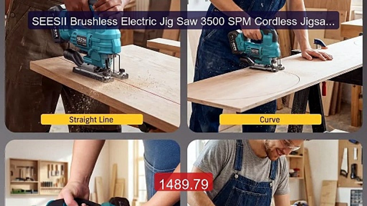 SEESII Brushless Electric Jig Saw 3500 SPM Cordless Jigsaw Adj... -- Best Buy 2026 | Great Quality!