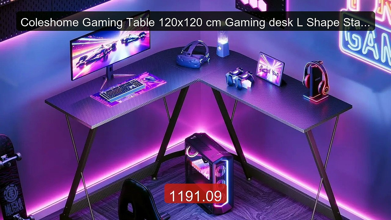 Coleshome Gaming Table 120x120 cm Gaming desk L Shape Stable Carbo... -- Best Deal 2026 | Shop Now!