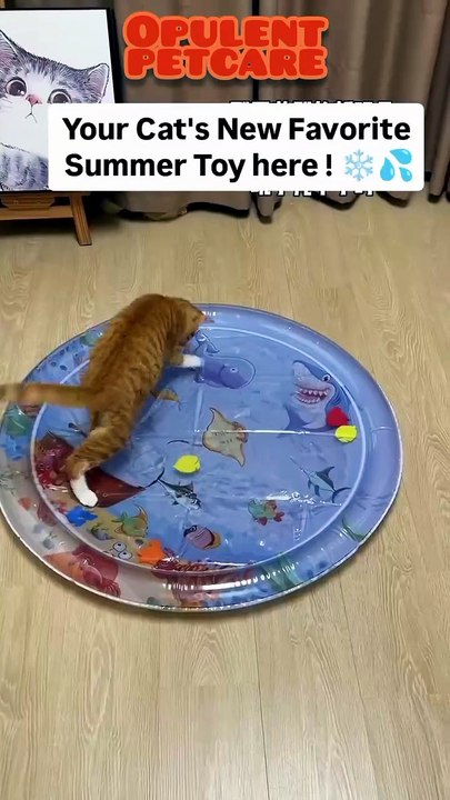 Cooling Gel Water Mat for Dogs & Cats – Ocean-Print Sleeping Pad for Puppies & Kittens