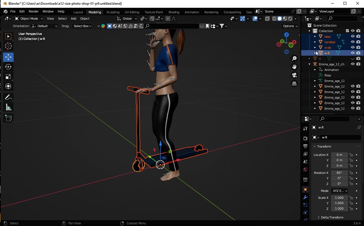 scooter template clip 02 3d model rgb download