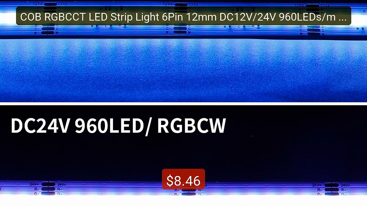 COB RGBCCT LED Strip Light 6Pin 12mm DC12V/24V 960LEDs/m RGB C... -- Hot Deal 2026 | Limited Offer!