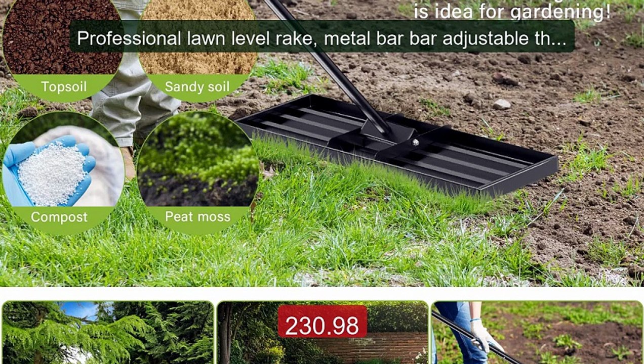 Professional lawn level rake, metal bar bar adjustable thickn... -- Amazing Value 2026 | Must Have!