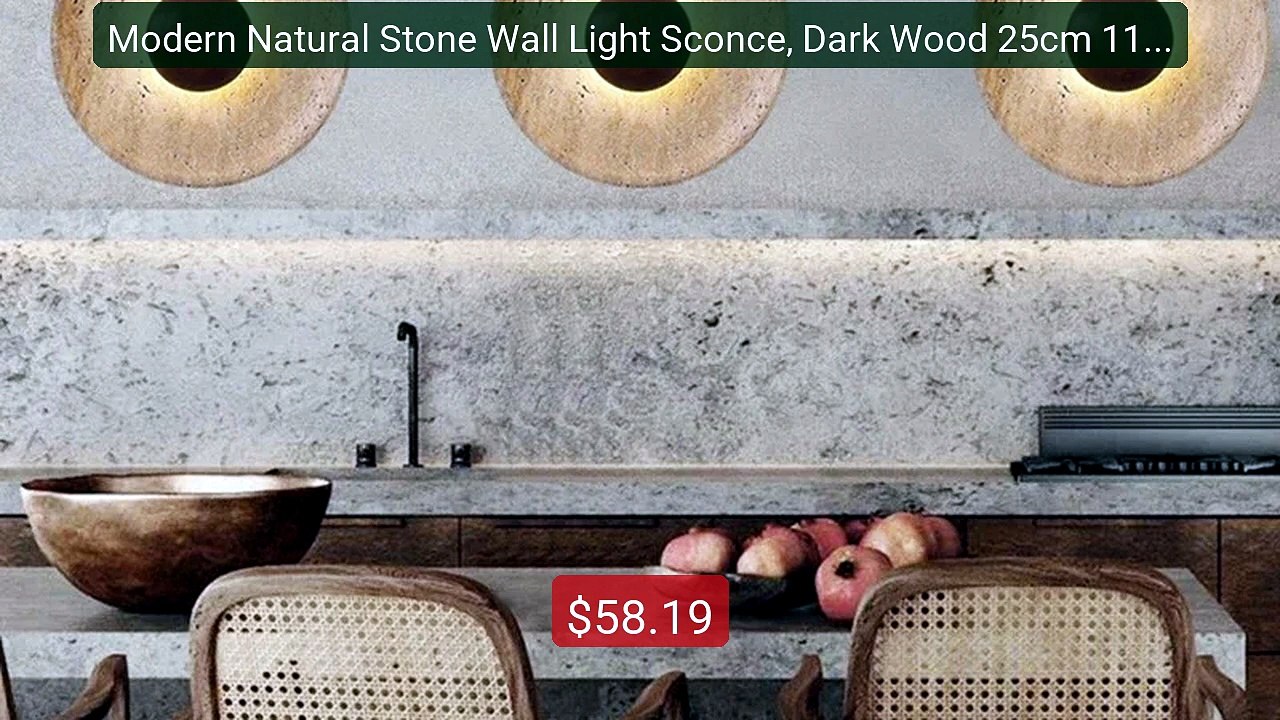 Modern Natural Stone Wall Light Sconce, Dark Wood 25cm 110-... -- Top Pick 2026 | Unbeatable Price!