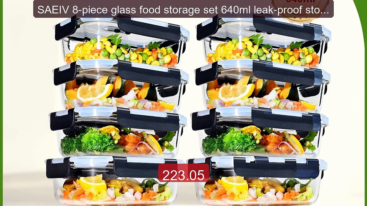 SAEIV 8-piece glass food storage set 640ml leak-proof storage... -- Amazing Value 2026 | Must Have!