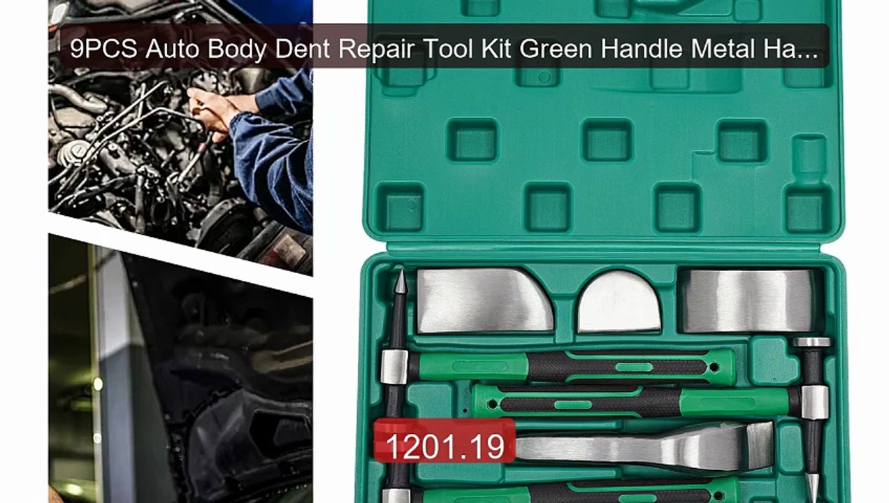9PCS Auto Body Dent Repair Tool Kit Green Handle Metal Hammer... -- Amazing Value 2026 | Must Have!