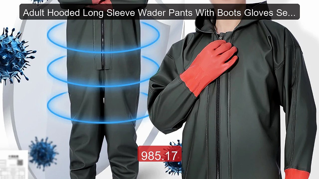 Adult Hooded Long Sleeve Wader Pants With Boots Gloves Set Out... -- Hot Deal 2026 | Limited Offer!