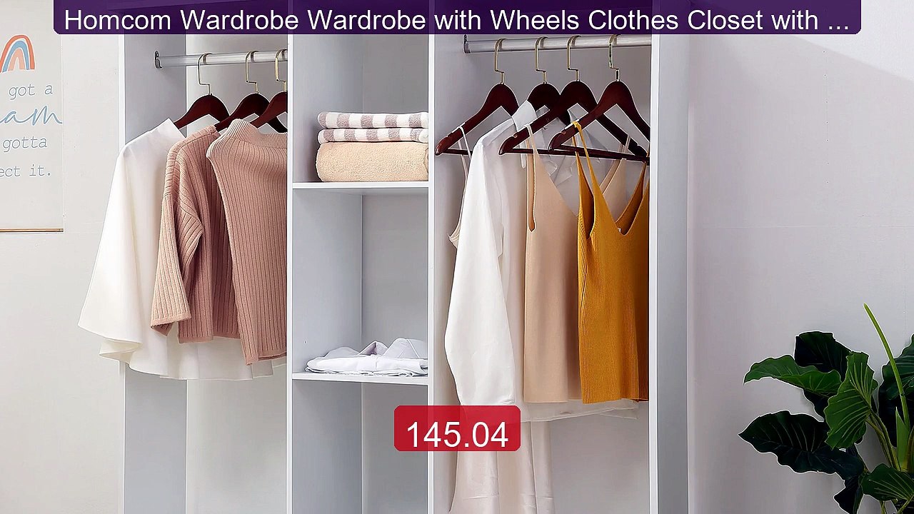 Homcom Wardrobe Wardrobe with Wheels Clothes Closet with Rod O... -- Hot Deal 2026 | Limited Offer!
