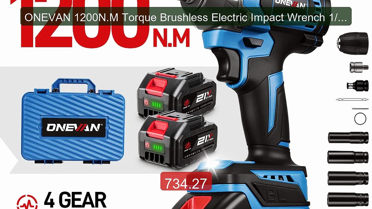 ONEVAN 1200N.M Torque Brushless Electric Impact Wrench 1/2inch... -- Hot Deal 2026 | Limited Offer!