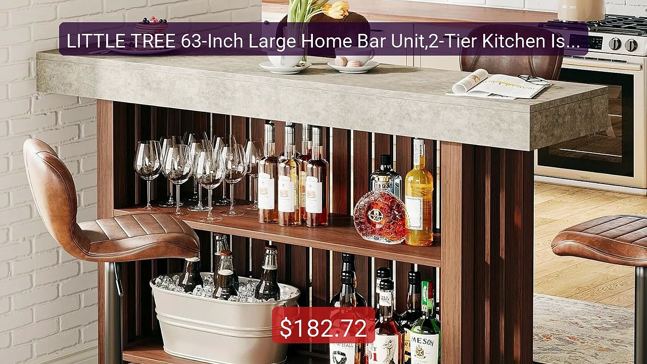 LITTLE TREE 63-Inch Large Home Bar Unit,2-Tier Kitchen Island ... -- Best Buy 2026 | Great Quality!