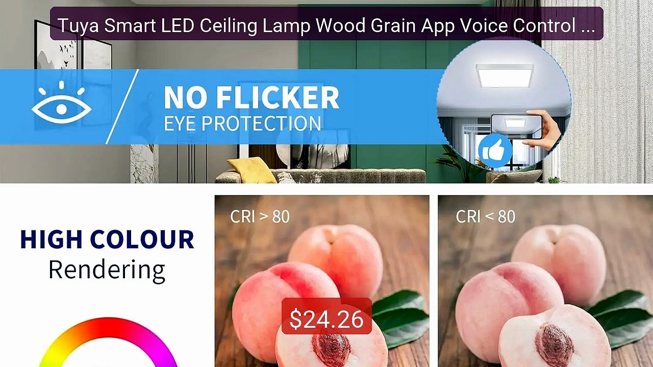 Tuya Smart LED Ceiling Lamp Wood Grain App Voice Control Alexa/Goo... -- Best Deal 2026 | Shop Now!